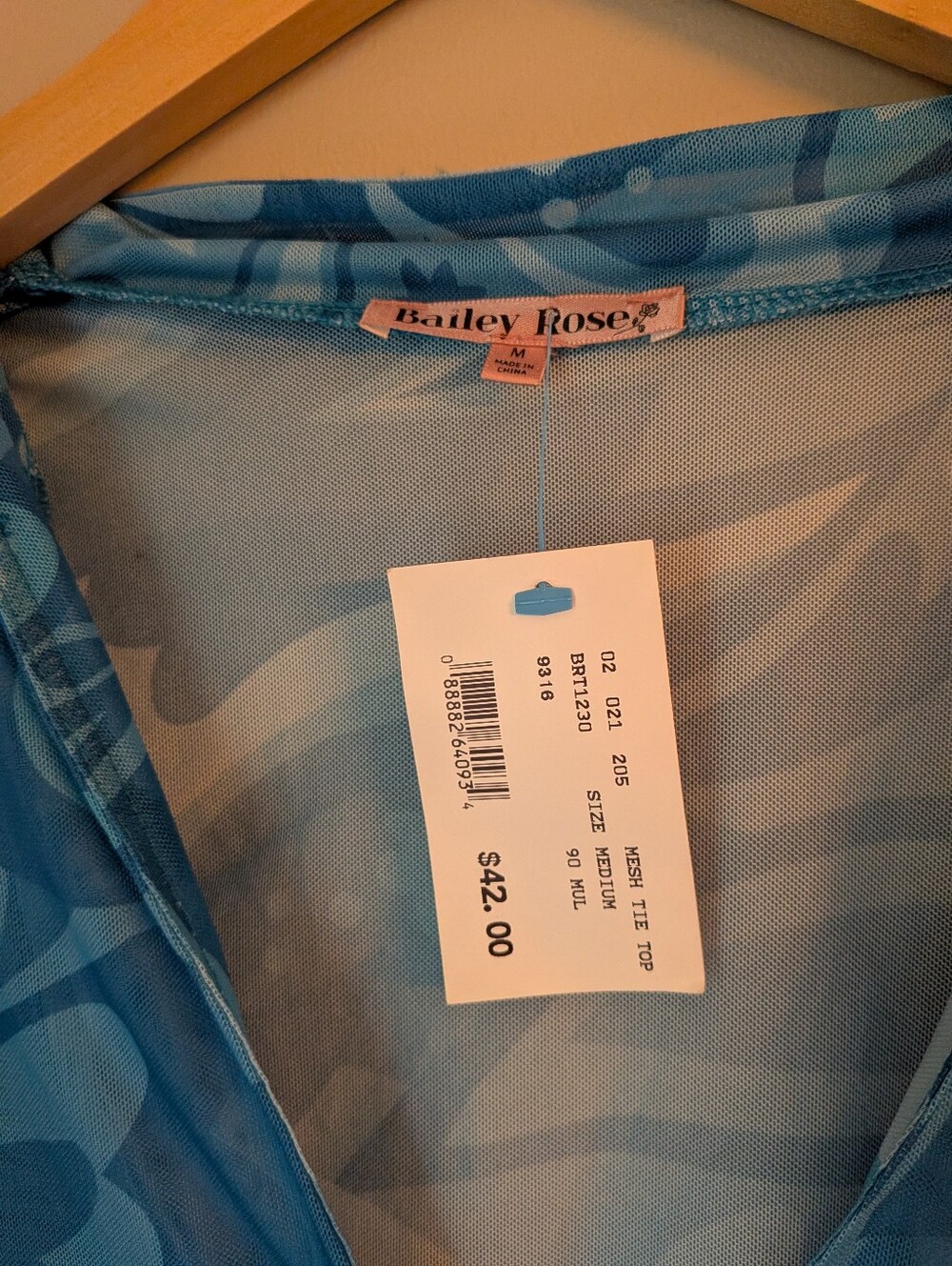 Bailey Rose Blue Printed Tie-Front Crop Top - Picture 3 of 6